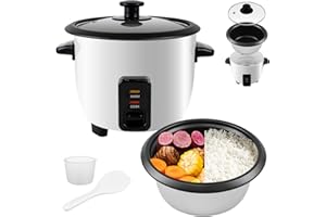 ‎KISIDUS kisidus Reiskocher Klein mit Warmhaltefunktion, 0,6 Liter Mini Elektrischer Rice Cooker, Antihaftbeschichtete, mit Innentopf und Deckel Messbecher Reislöffel, 300W