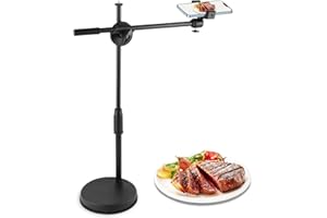 EJOYOUS Uchwyt na telefon wideo, uchwyt biurkowy do telefonu biurkowego 360° z regulacją wysokości i kąta do nagrywania wideo na żywo Youtube