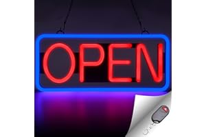 FITNATE Neon Sign, Superhell Open Neon schild, 55 x 25 cm mit EU Stecker, 3 Beleuchtungsmodus Neon Leuchtreklame, Neon Light für Bar, Party, Leuchtschild