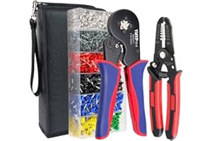 YMYP Ferrule Crimping Tool AWG23-7, Ferrule Crimper Plier with Wire Stripper & 1900Pcs End-Sleeves Terminals Kit