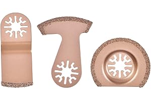 Lwuey Oszillierendes Sägeblatt, Multitool Säbelsägeblätter Oszillierwerkzeug Zubehör Oszillation Segment 3-Teiliges Hartmetall Diamant Mörtelklingen für Holz Metall Kunststoff Fliesen Mauerwerk