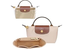 dinghaole Organizer na Longchamp, Longchamp, organizer do torebki z zamkiem błyskawicznym, organizer do torby, składany organizer do torby Longchamp, do małego organizera na zakupy, beżowy