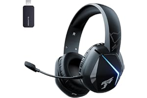 Somic Casque de Jeu sans Fil 2.4G pour PS4, PS5, PC, avec Micro détachable et LED Arc-en-Ciel, Son Surround, Basses, Casque Supra-auriculaire avec Mode Jeu/Audio/Diffusion en Direct
