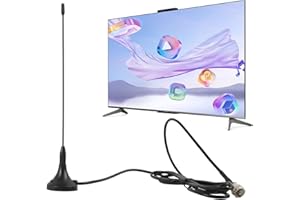 VXIWSCY Antenne TV Intérieure TNT HD DTA180 - Antenne Puissante, Compacte et Portable avec Base Magnétique, pour Réception Télévisuelle en France et Belgique, pour Maison, Camping-Car, Caravane - Noir