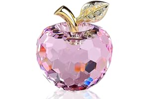 DOJOZ Kristall-Apfel, Valentinstagsgeschenk, Briefbeschwerer, Basteldekoration, Tischdekoration, Statue, Heimdekoration (Rosa)