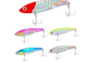 senvenelec 5pcs VIB Harte Angelköder, Kurbel Köder Kit, Metal VIB Kunstköder mit, Spinnerblatt, Kurbel Köder Kit Spinner Blades Baits, 3D Augen Fischköder Totale Hochseefischerei.