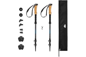 Cascade Mountain Tech Trekking Poles - Carbon Fiber Walking or Hiking Sticks with Quick Adjustable Locks