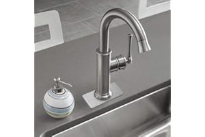 MOVKZACV - Piastra rettangolare per rubinetto, 15,2 cm, rubinetto per lavabo da 10,2 cm, piastra di ricambio in acciaio inox a 3 fori (grigio, filo da trafilo)