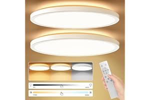 ‎TAIPOW Taipow 24W 2642LM Lampa sufitowa LED płaska z pilotem i podświetleniem, ultra cienka lampa do sypialni Kuchnia Przedpokój Balkon Biuro Łazienka (24W Lampa sufitowa z pilotem, Liczba, 2)