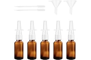 PYROCLASIA Lot de 5 flacons de spray nasal vide de 10 ml en verre à remplir - Réutilisables - Avec entonnoir - Pipettes pour solution saline - Parfum - Huile essentielle