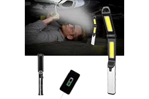 KAMANAN Linterna LED Recargable, Luz de Trabajo LED Plegable de 180° Linterna Taller LED Recargable de 1500 MAH Linterna de Trabajo COB LED con Base Magnética para Automóviles Cámping Emergencia