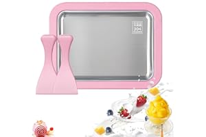 Shyllin Machine à Crème Glacée Instantanée, Ice roll plaque, Plaque pour glace roulée, Appareil à Glace DIY avec 2 Spatules, Plaque à Glace Roulée pour La Fabrication De Crème Glacée (Pink, 1)