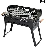 Depolife Pervazlı Emaye Mangal P2 B&uuml;y&uuml;k Boy K&ouml;m&uuml;rl&uuml; Barbek&uuml; &Ccedil;ift Izgara Katlanır Ayaklı 27x44cm