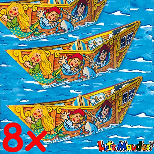 8x Faltspiele * PIRATENSCHIFFE * mit den Motiv: PIRAT PIT PLANKE aus dem Lutz Mauder Verlag // 10230 // Spiele zum Kindergeburtstag Kinder Geburtstag Mitgebsel Geschenk Party Set Jungen Linderpiraten Pirates - 2