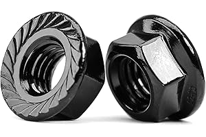 MINHER M10-1,5 Tuercas Hexagona de Brida, Acero Inoxidable 304 Óxido Negro, DIN 6923 (5 Piezas)