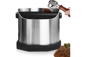 GOMETY Contenitore per colino, in acciaio inox, per fondi di caffè, espresso, 1600ML, nero, argento