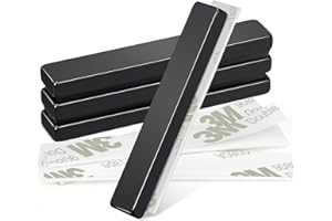 Wukong 60×10×5mm Imanes Neodimio Potentes, 4 Pezzi Imanes Adhesivos Iman Negro, Imanes Pequeños Imanes Neodimio Rectangulares para Cocina, Oficina y Almacén