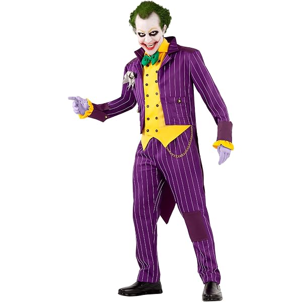 Costume Clown Evil - Frac Violet Avec Rayures Dorées Pour Halloween Et Carnaval