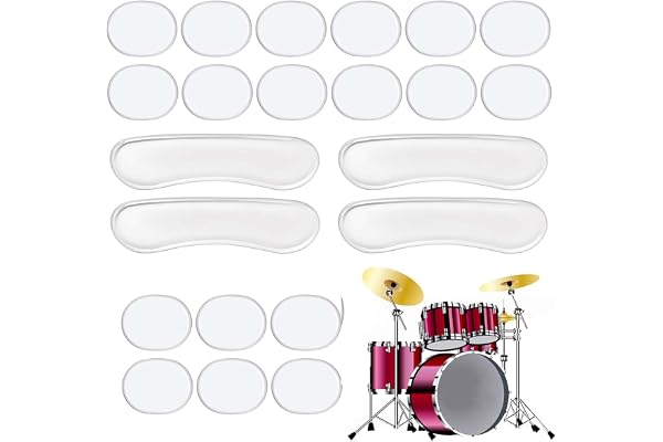 22 Pièces Silicone Tambour Amortisseur Gel, Atténuateurs d'Harmoniques, Ovales et Longs Tampons Amortisseurs de Son Contrôle de la Tonalité, Accessoire Silencieux pour Contrôle du Son de Batterie
