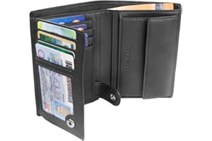TRAVANDO Portefeuille Homme „Dublin“ avec Blocage RFID - Porte-Monnaie Noir Classique, Porte-Cartes Format Portrait - Rangement pour Pièces, Carte de Crédit, Billets, CB