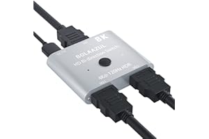 BolAAzuL Switch HDMI 4K 120Hz Aluminum Splitter Commutateur HDMI 2.1 Bi-Direction 8K 60Hz 1 in 2 Out ou 2 in 1 Out Sélecteur Repartiteur HD MI Compatible avec Monitor HDTV PS5 PS4 Xbox TV Box