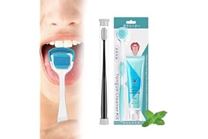 QOSNEOUN Oral Hygiene Brush & Tongue Cleansing Gel, 2023 New Probiotic Tongue Cleaning Gel Set, Tongue Cleaning Gel, Tongue Scraper Precise Cleaning Brush Kit, Tongue Cleaning Paste (Mint)