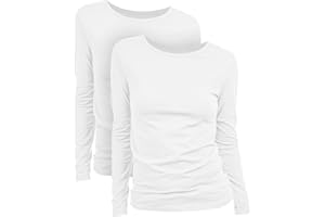 Basic Treasure T-Shirts Femme Manches Longues et Courtes, Coton Doux, Lots de 3 et 2 pièces, Tailles S à XL