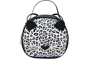 GALPADA Mini Leopard Umhängetasche Crossbody Tasche Handtasche Süße Katzen- Tasche Runde Münzbrettung für Kinder Frauen Teenager Mädchen