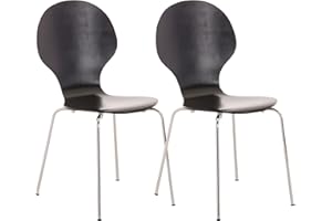 ‎CLP CLP 2X Stapelstuhl Diego I Konferenzstuhl Mit Holzsitz Und Stabilem Metallgestell I 2 x Platzsparender Stuhl Mit Pflegeleichter Sitzfläche, Farbe:schwarz