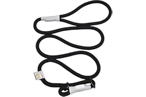 Cesar Millan Leine - Trainingsleine für Hunde - 2in1 Halsband Hund und Leine - Slip Lead - Retrieverleine mit integrierter Halsung, Wetterfestes Tau - Länge 120cm Durchmesser 1,2cm Farbe Schwarz