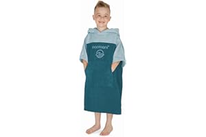 ‎NORMANI normani Kinder Badeponcho - Badehandtuch aus 100% Bio-Baumwolle - Surfer Poncho mit Kapuze für Jungen und Mädchen 0-13 Jahren