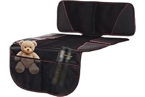 Homshsjhkis Funda Silla Coche Bebe Universal, Protector Asiento Coche, Impermeable Cubre Asiento Coche con Organizador Bolsillos, Infantil Antideslizante de Fácil Limpieza (Negro)