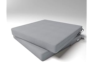 Market-Alley Stuhlkissen Sitzkissen mit Bänder für Gartenstuhl, Küche oder Esszimmerstuhl Stuhlauflage (121 Grau 40x40x4cm - 2er Set)