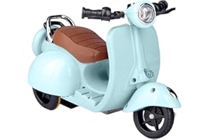 Generisch Puppe Zubehör Decor, Motorräd Scooter Spielzeug mit Licht und Musik, Drehspielzeug für, Niedliches Have a Seat Spielzeug, Decor Desktop Ornaments für Sammler (Blau)