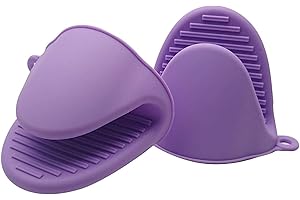 HUBEI Guanti da forno in silicone per uso istantaneo in pentola o in cucina come portautensili o portabottiglie I supporti per guanti possono essere usati quando si cucina su una griglia (viola, 2pcs/set)