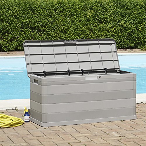 KREHER Kissenbox „Elegance“ in Hellgrau. Mit 280 Liter Nutzvolumen, passend für Kissen, Decken und Stuhlauflagen. Maße 117 x 45 x 56 cm - 3