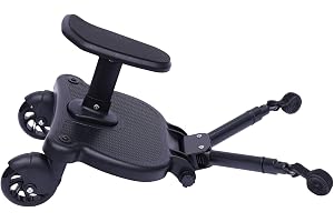 Buggy Board Skateboard Universal – Transportbräda med avtagbart säte 25 kg, hopfällbart steg för resevagn, barnvagnstillbehör från 3–7 år