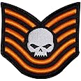 Motohog Unique Embroidered Iron & Sew on Patch for Denim Jacket (Sergeant Skully, Multicolor) 3.5X3.5.7 inches