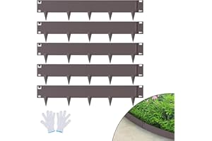 VEVOR Steel Landscape Edging, 5-pack Steel Garden Edging Borders, 39" L x 5" H Strips, Hammer-in Edging Border, Bendable Metal Landscape Edging for Yard, Garden, Lawn, 3.15" Spike Height, Rustic Brown