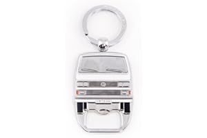 ‎BRISA BRISA VW Collection - Volkswagen Schlüssel-Anhänger-Ring Schlüsselbund-Accessoire Keyholder mit Bier-Flaschen-Öffner im T3 Bulli Bus Design (Bus Front/Weiß)
