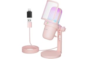 Ko-Star USB Microphone - Mini Computer Gaming Mic for PC, PS4/PS5, Mac - Condenser Mic with RGB Streaming, Pop Filter, Shock Mount for Recording and Podcasting