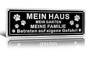 ‎SINMAO SINAMO 25×9 cm Warnschild Hund/Vorsicht Hund- Schutz der Wohnung “MEIN HAUS MEIN GARTEN MEINE FAMILIE” Betreten auf Eigene Gefahr