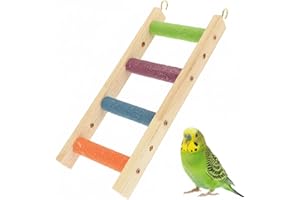 DOITOOL Budgie Parrot Ladder Wooden Bird Cage Ladder Toy for Parrots Parakeets and Small Pet Mouse Animals Hamster Climbing Cage Playground Easy to Install 9x4x0.8 Inch