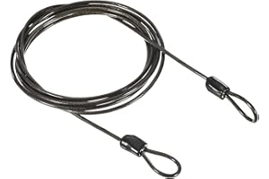PATIKIL Sicurezza Acciaio Cavo 2.5mm x 2m/6.56ft Cavo Antifurto Rivestito Bagaglio Blocco Filo Corda con Doppio Cerchio Cavo di Sicurezza per Esterni Nero