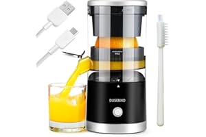 DUSENHO Zitronenpresse Elektrisch Organgenpresse Tragbare USB-Aufladung Juicer Entsafter für Orange, Zitronen, Zitrusfrüchte