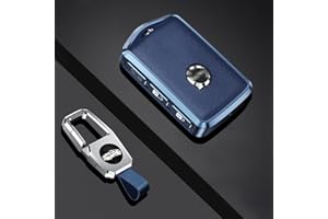 HIBEYO Funda para Llave de Coche Volvo Smart para Volvo XC60 XC70 XC90 C30 S60 S80 S90 V60 V70 V90 Llavero de Piel Azul