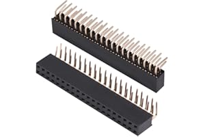 WALFRONT 3 Conectores de Clavija Hembra de 2,54 mm 2 x 20 Pines Placa PCB de Doble Angulo Recto Enchufe para Prototype Shield