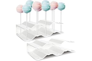 NWK Pack of 2 Cake Pop Stands Lollipop Holders Candy Display Stand 10 Holes Each for up to 0.5cm stick for Wedding Birthday Baby Shower Tea Party Mother's Day Easter (White)