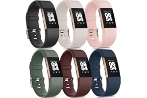 Vancle 6-pak do zegarka na rękę Fitbit Charge 2 dla kobiet i mężczyzn, silikonowy, sportowy, miękki, zapasowy pasek do zegarka na rękę Fitbit Charge 2