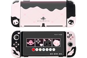 GeekShare Protective Case Compatible with Switch OLED, Slim Cover Case, Separable Soft Silicone Protective Shell for Joystick with 2 Thumb Grip Caps- Sweetheart Skull